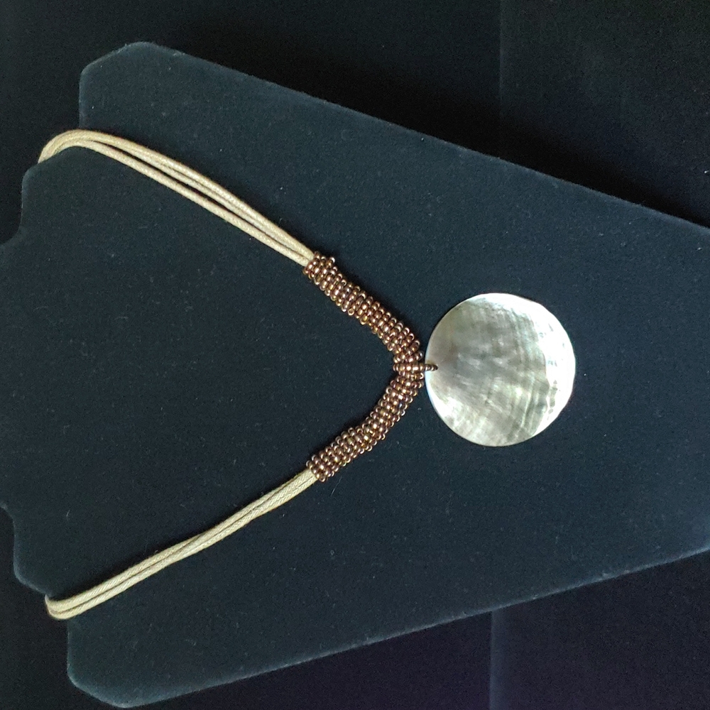 Lia Sophia "Harvest Moon" Mother Of Pearl Pendant Necklace, NWOT